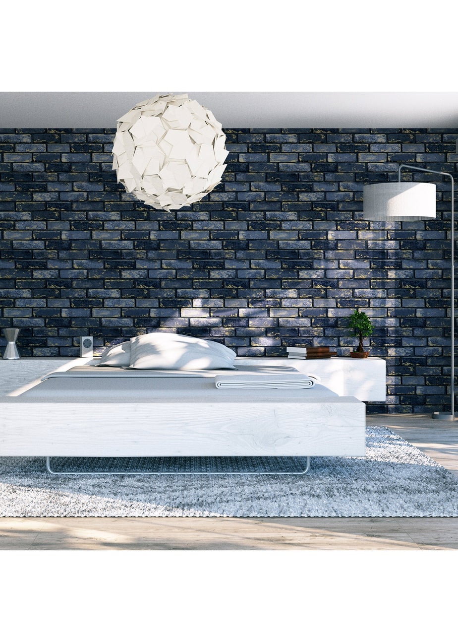 Arthouse Metallic Brick Navy/Gold