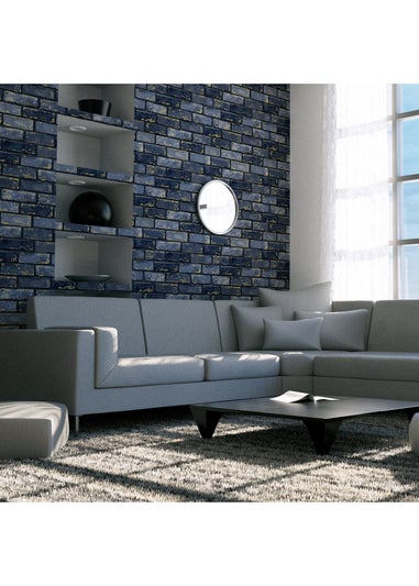 Arthouse Metallic Brick Navy/Gold