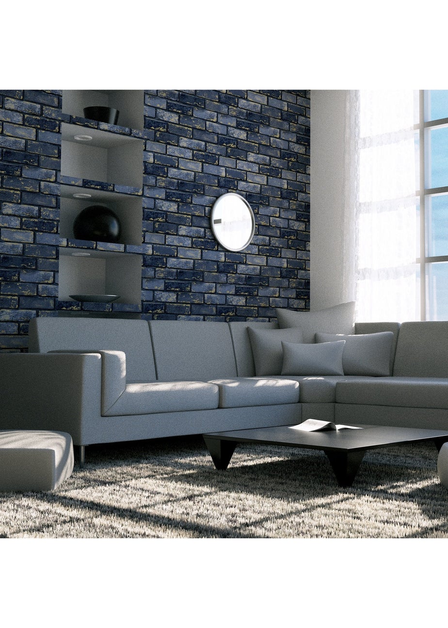 Arthouse Metallic Brick Navy/Gold