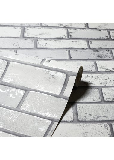 Arthouse Metallic Brick White/Silver
