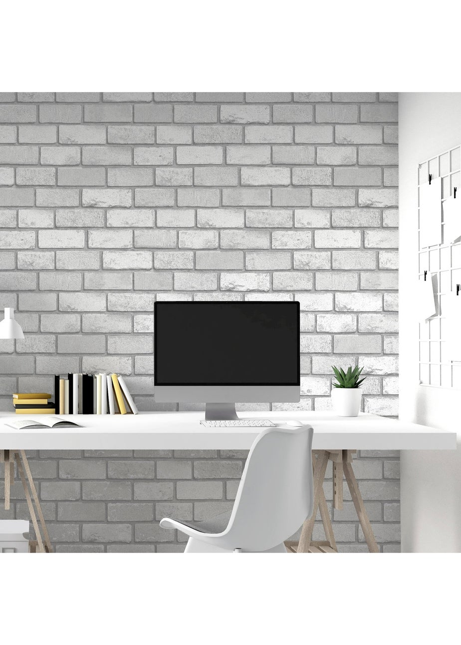 Arthouse Metallic Brick White/Silver