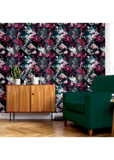 Arthouse Floral Collage Plum & Teal