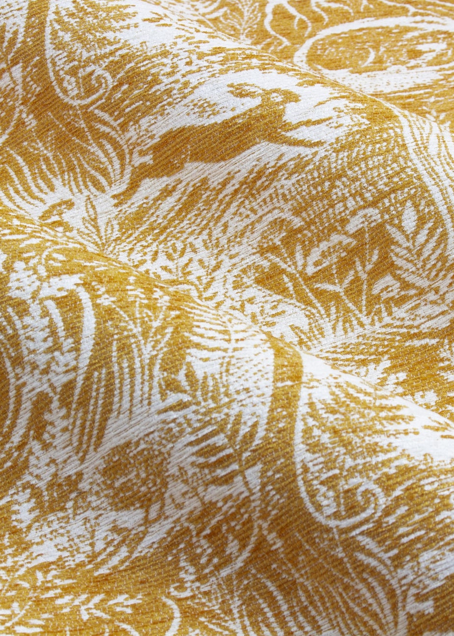 furn. Winter Woods Animal Chenille Eyelet Curtains Ochre