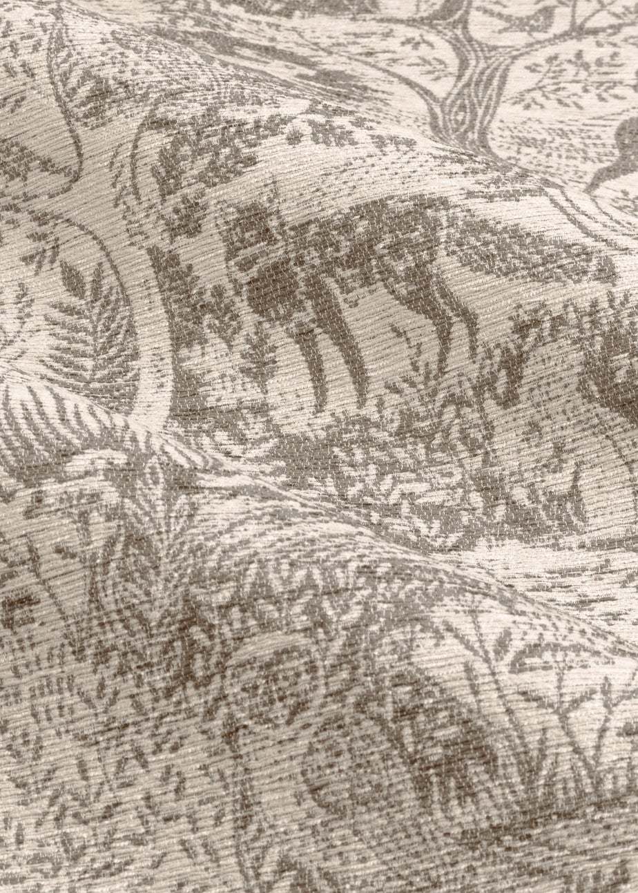 furn. Winter Woods Animal Chenille Eyelet Curtains Taupe