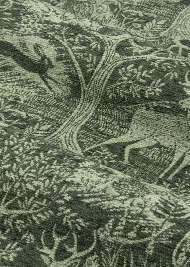 furn. Winter Woods Animal Chenille Eyelet Curtains Emerald