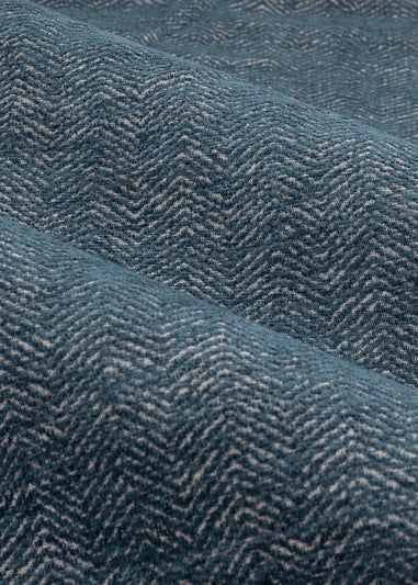 furn. Hudson Herringbone Chenille Eyelet Curtains Blue