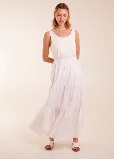 Blue Vanilla White Broderie Detail Maxi Skirt