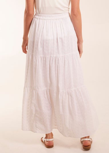 Blue Vanilla White Broderie Detail Maxi Skirt