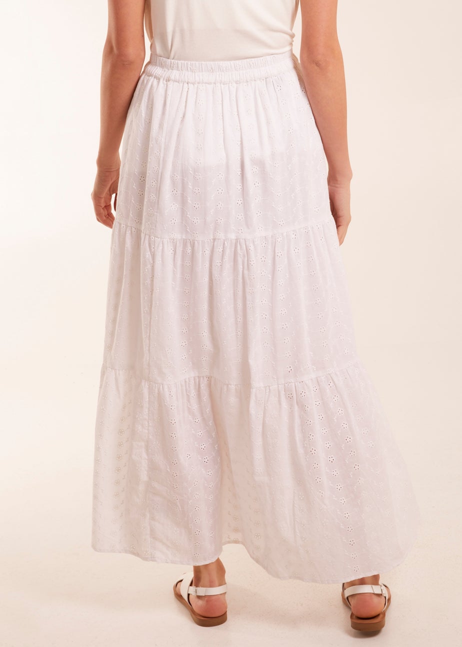 Blue Vanilla White Broderie Detail Maxi Skirt