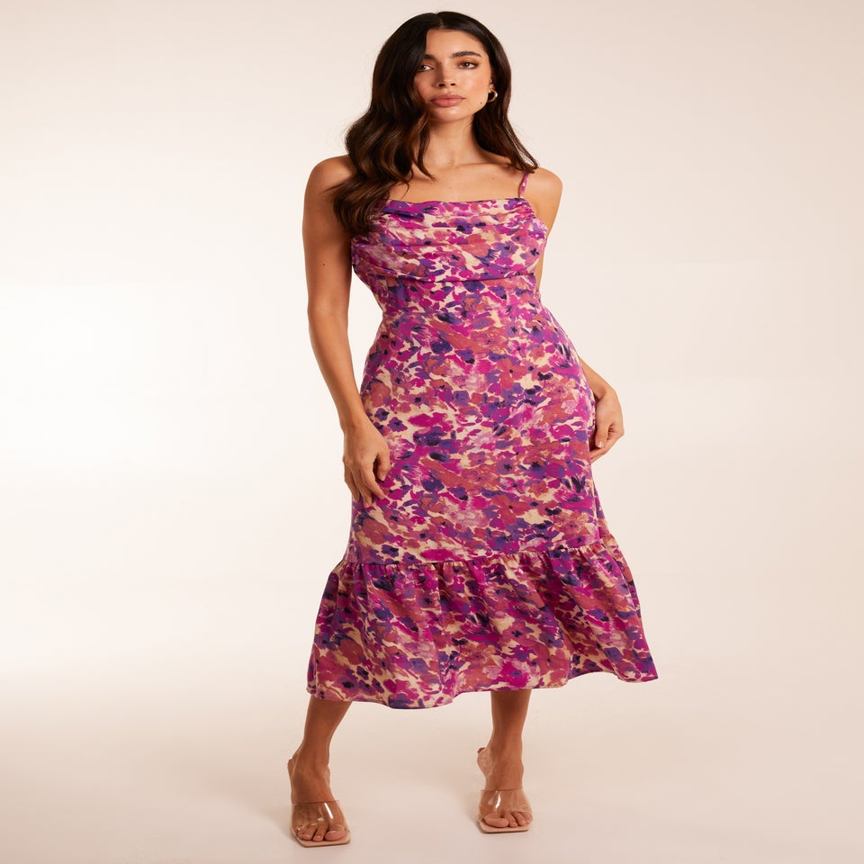 Blue Vanilla Pink Ruched Bust Midi Dress