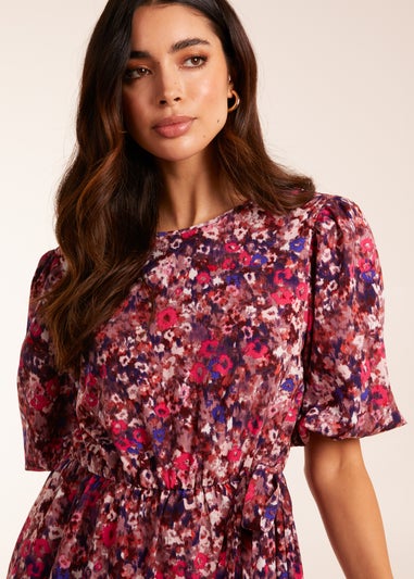 Blue Vanilla Pink Tie Waist Midi Smock Dress