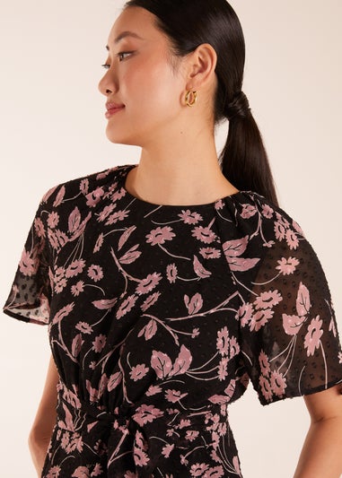 Blue Vanilla Black Angel Sleeve Tie Front Blouse