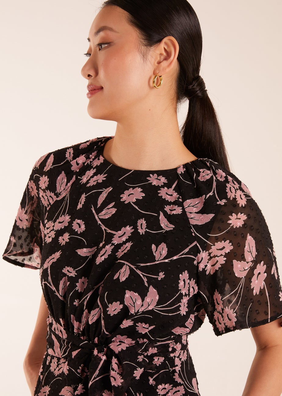 Blue Vanilla Black Angel Sleeve Tie Front Blouse