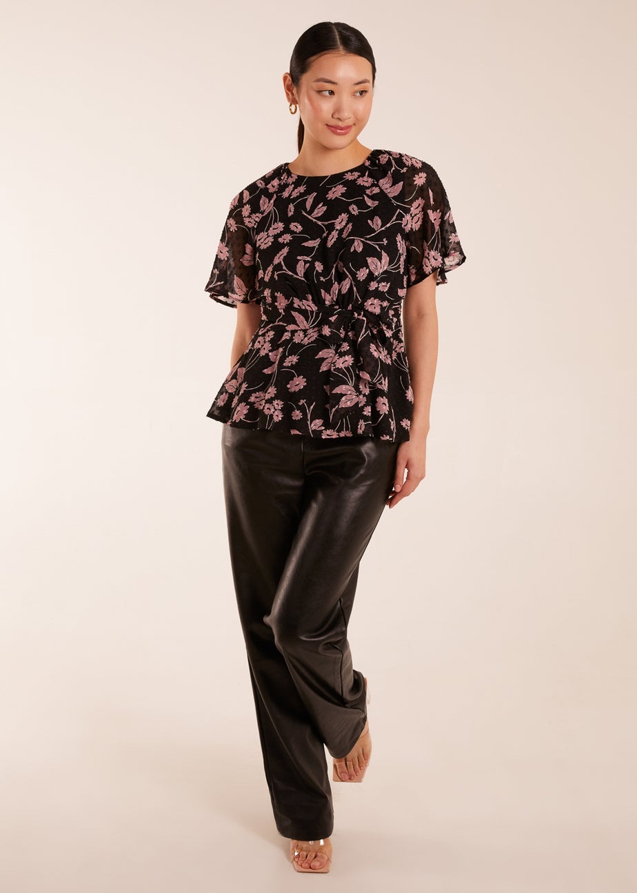 Blue Vanilla Black Angel Sleeve Tie Front Blouse