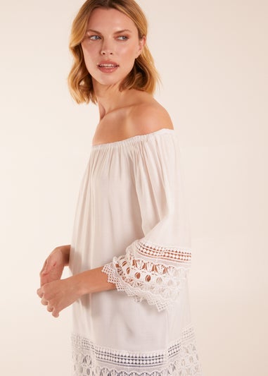 Blue Vanilla Ivory Bardot Detail Blouse