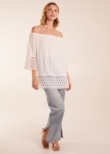 Blue Vanilla Ivory Bardot Detail Blouse