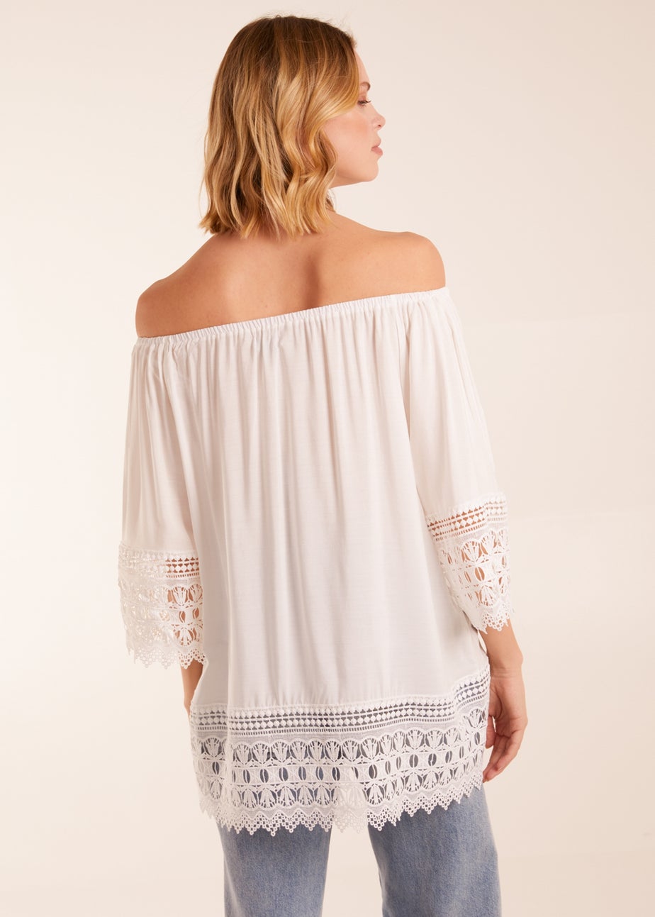 Blue Vanilla Ivory Bardot Detail Blouse