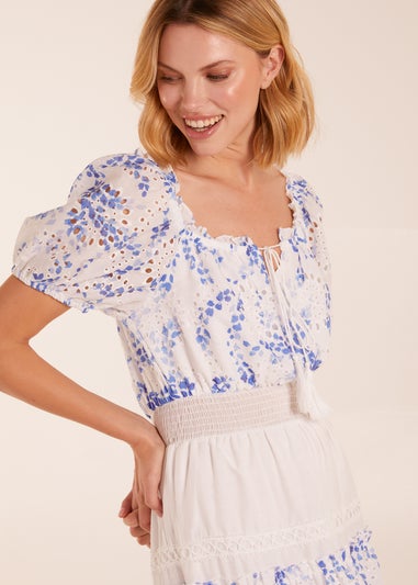 Blue Vanilla Blue Crochet Printed Tassel Round Neck Maxi Dress