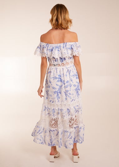 Blue Vanilla Blue Bardot Neck Lace Maxi Dress