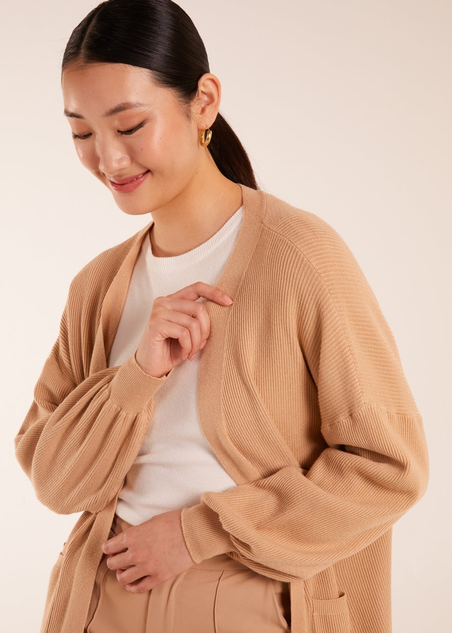 Blue Vanilla Stone Ribbed Longline Cardigan