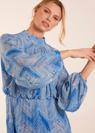 Blue Vanilla Blue Diamond Aztec High Neck Dress