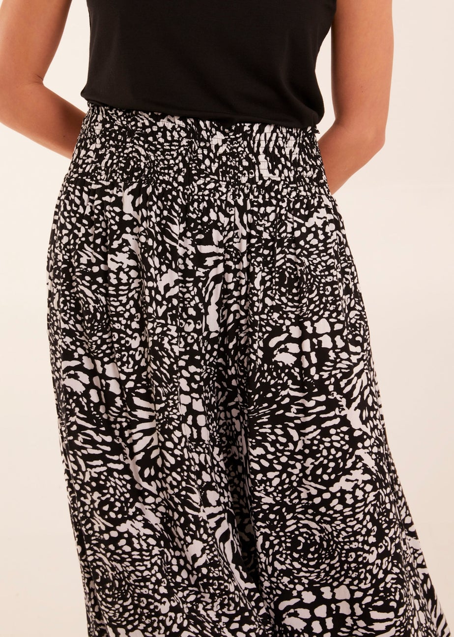 Blue Vanilla Black Animal Print Wide Leg Trousers