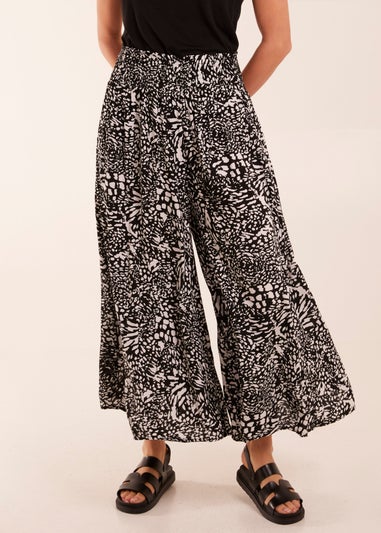 Blue Vanilla Black Animal Print Wide Leg Trousers