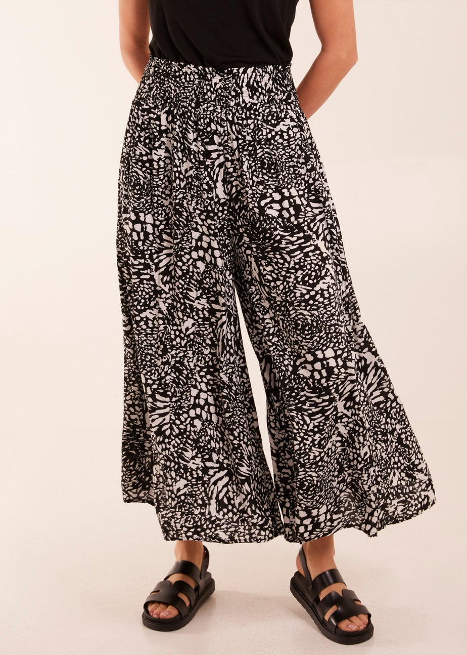 Blue Vanilla Black Animal Print Wide Leg Trousers