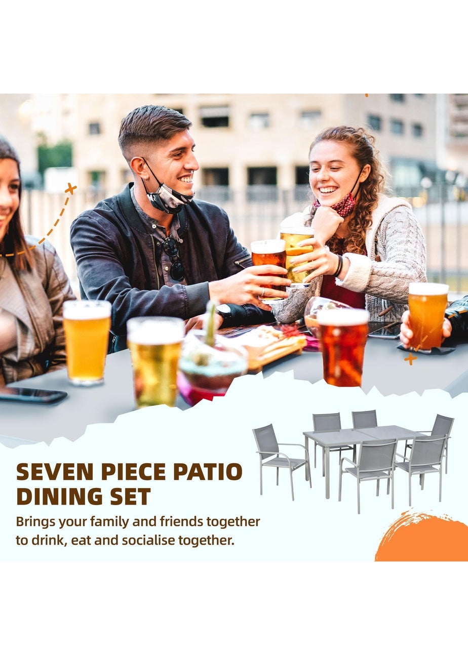 Outsunny 7pc Garden Dining Set-Outdoor Table and Chairs