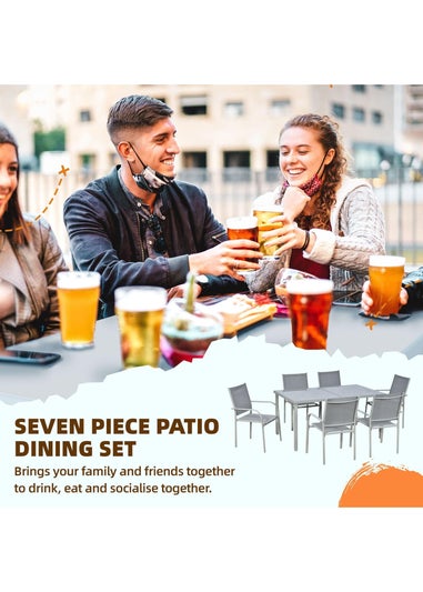 Outsunny 7pc Garden Dining Set-Outdoor Table and Chairs