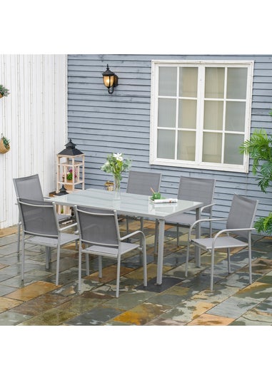 Outsunny 7pc Garden Dining Set-Outdoor Table and Chairs