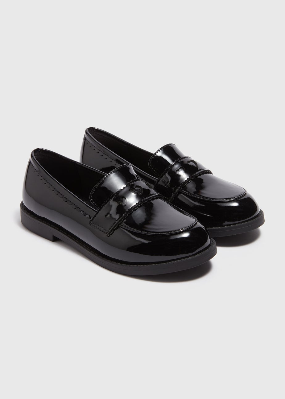 Girls Black Heart School Loafers (Younger 10-Older 5)