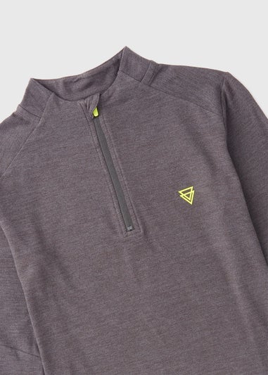 Boys Charcoal Half Zip Sports Top (7-15yrs)