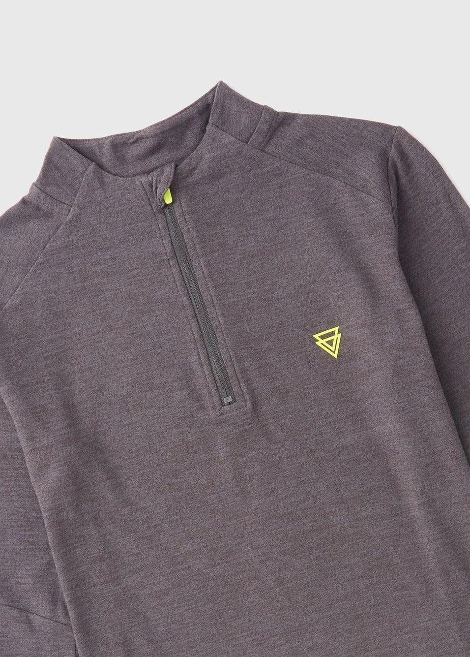 Boys Charcoal Half Zip Sports Top (7-15yrs)