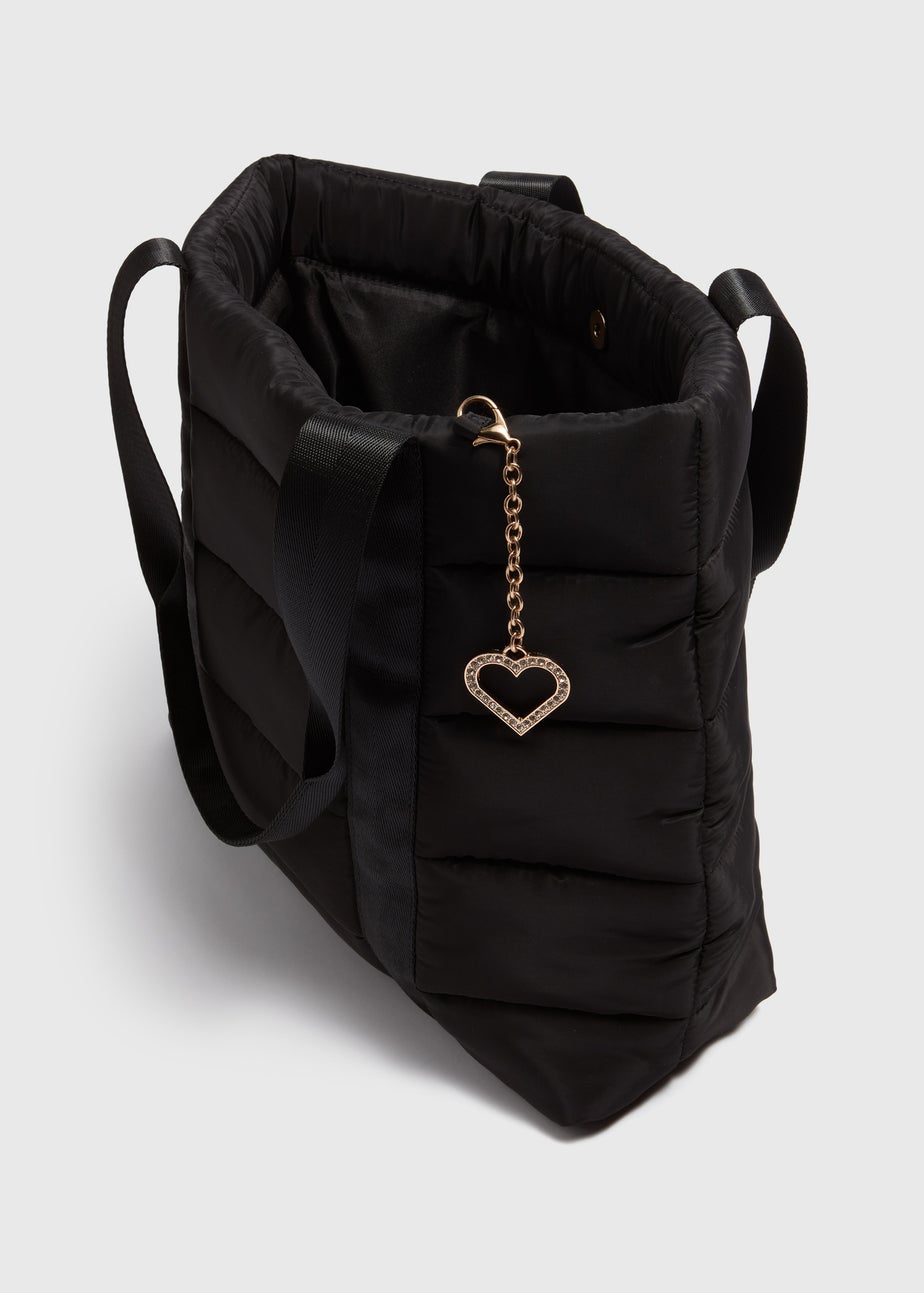 Girls Black Quilted Tote Bag (33x43x12cm)