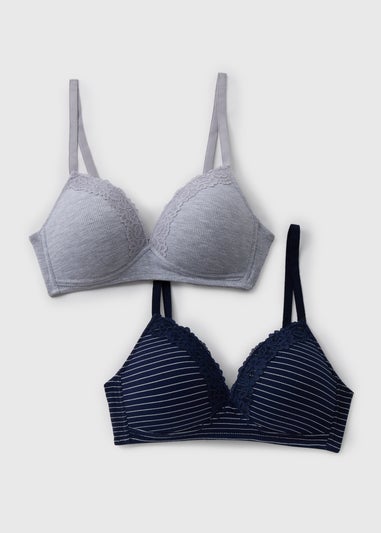 2 Pack Navy and Grey Bralettes