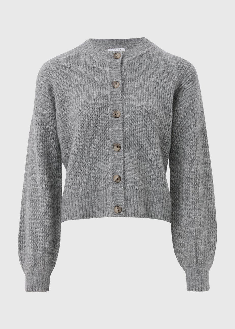 Grey Button Front Cardigan