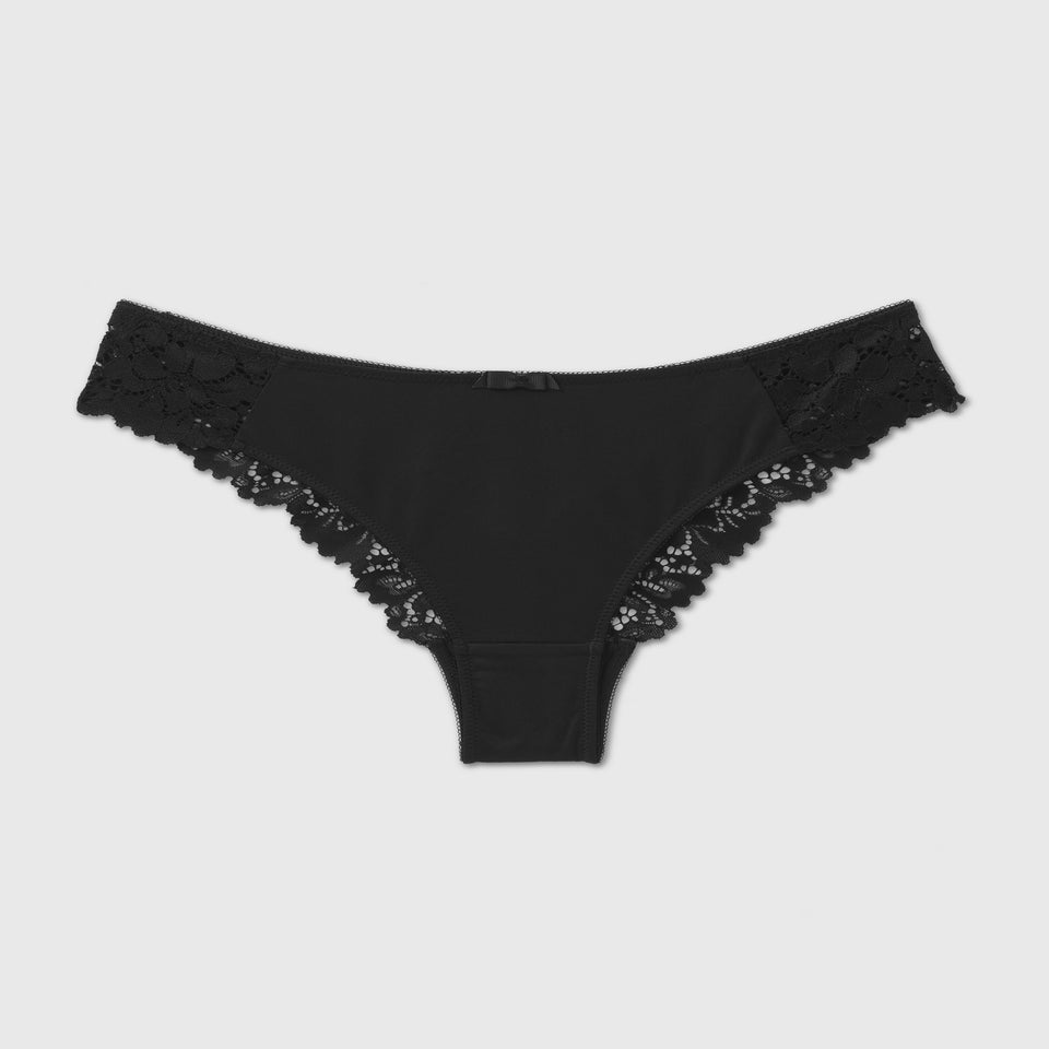 Black Lace Detail Brazilian Knickers