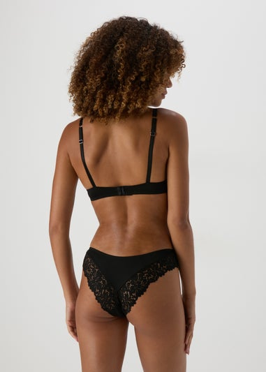 Black Lace Detail Brazilian Knickers