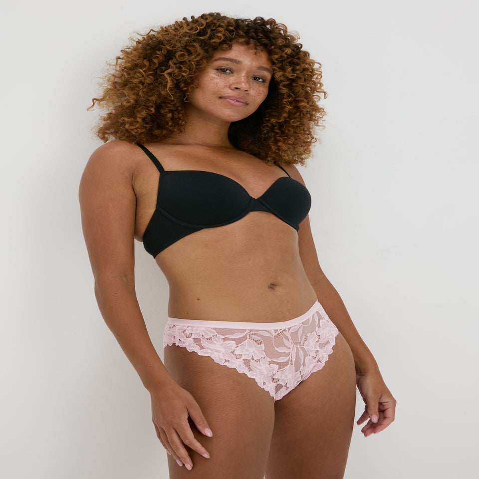 3 Pack Pink Lace Brazilian Knickers