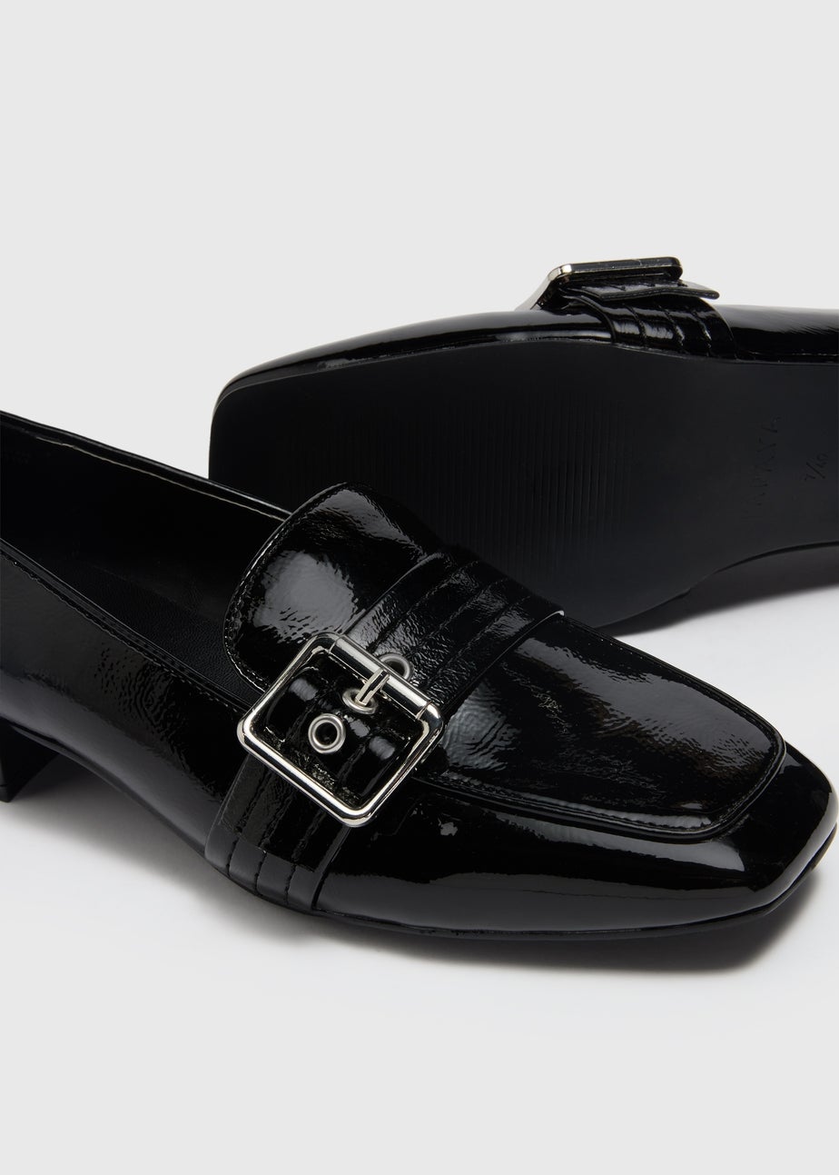 Black Patent Buckle Loafers
