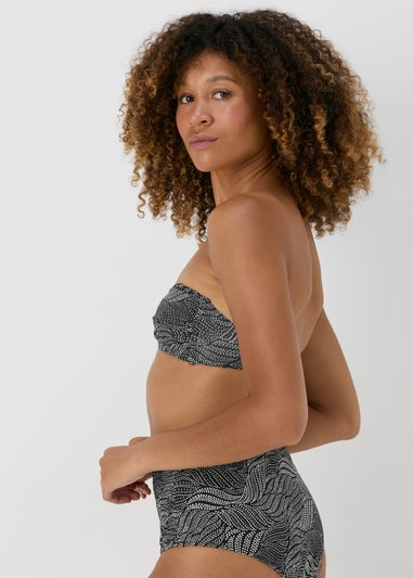 Black Spot Print Twist Bikini Top