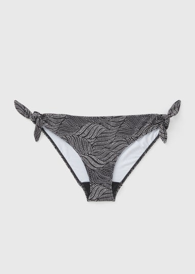 Black Spot Print Twist Bikini Bottoms