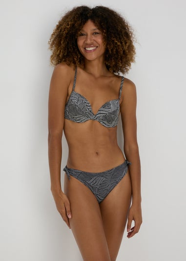 Black Spot Print Twist Bikini Bottoms