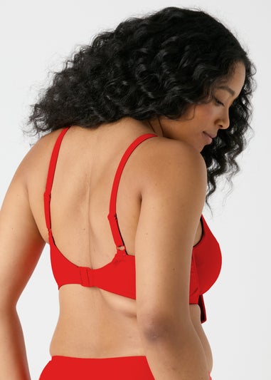 Red Tie Front Bikini Top