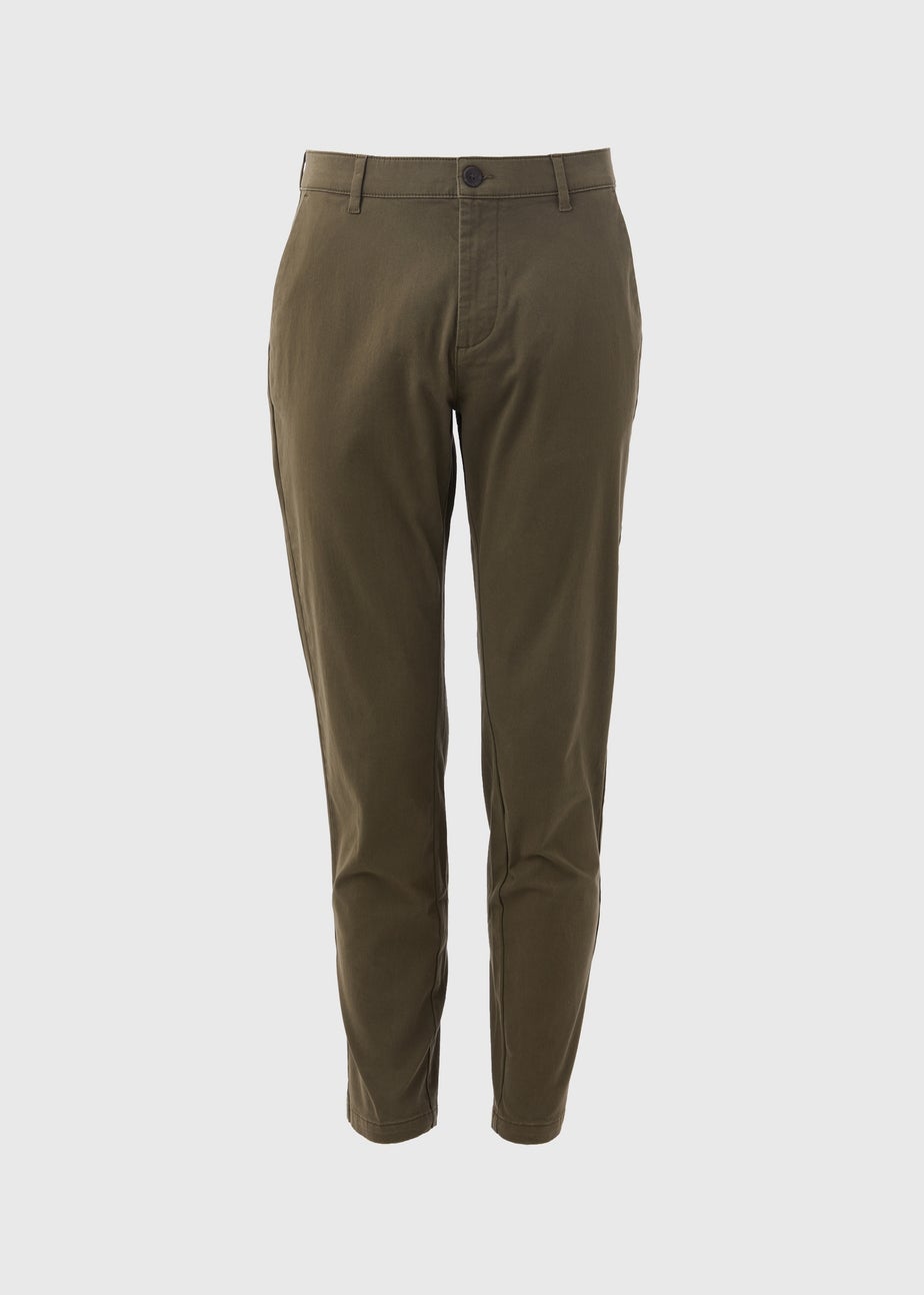 Khaki Straight Fit Stretch Chinos