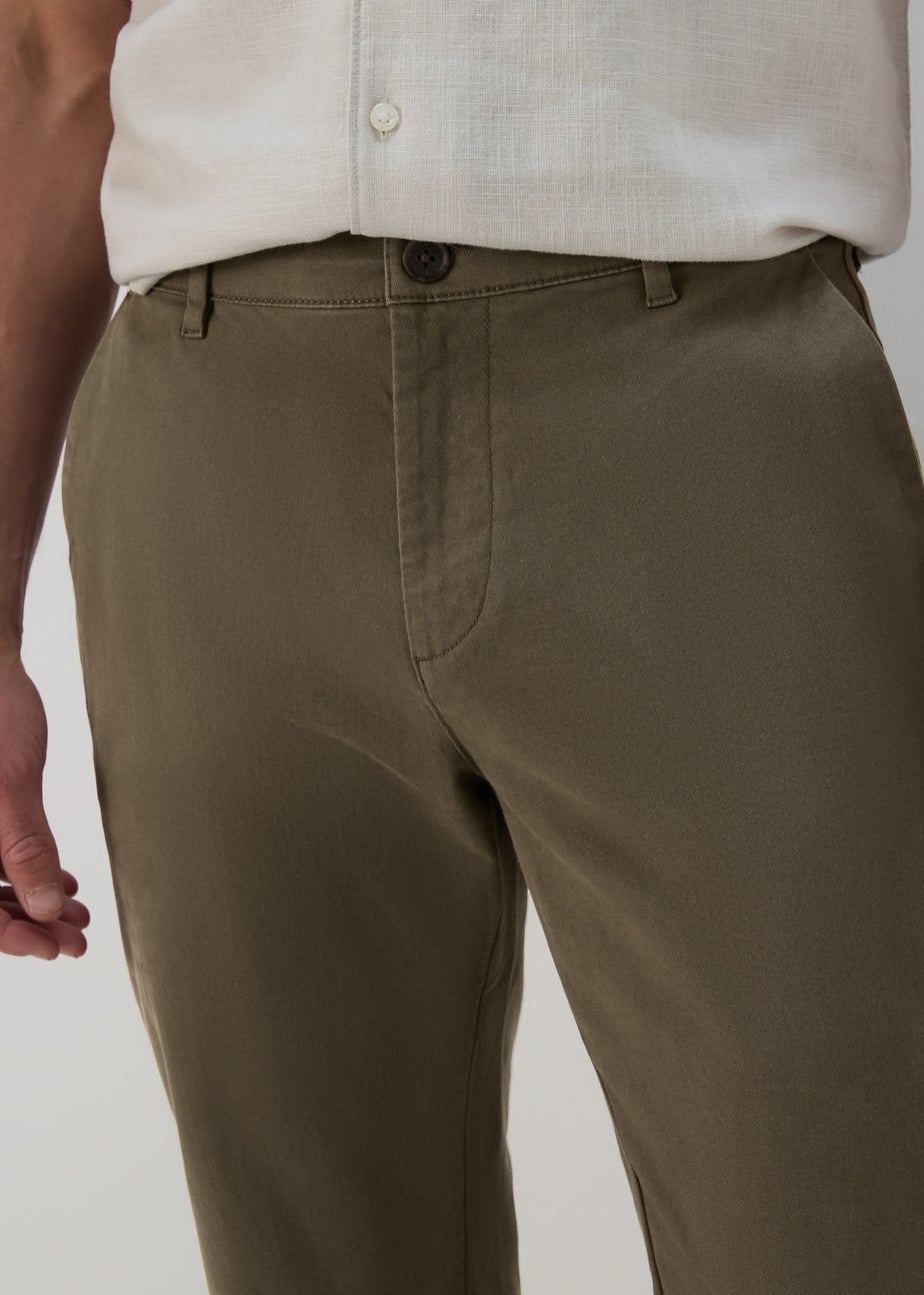 Khaki Straight Fit Stretch Chinos