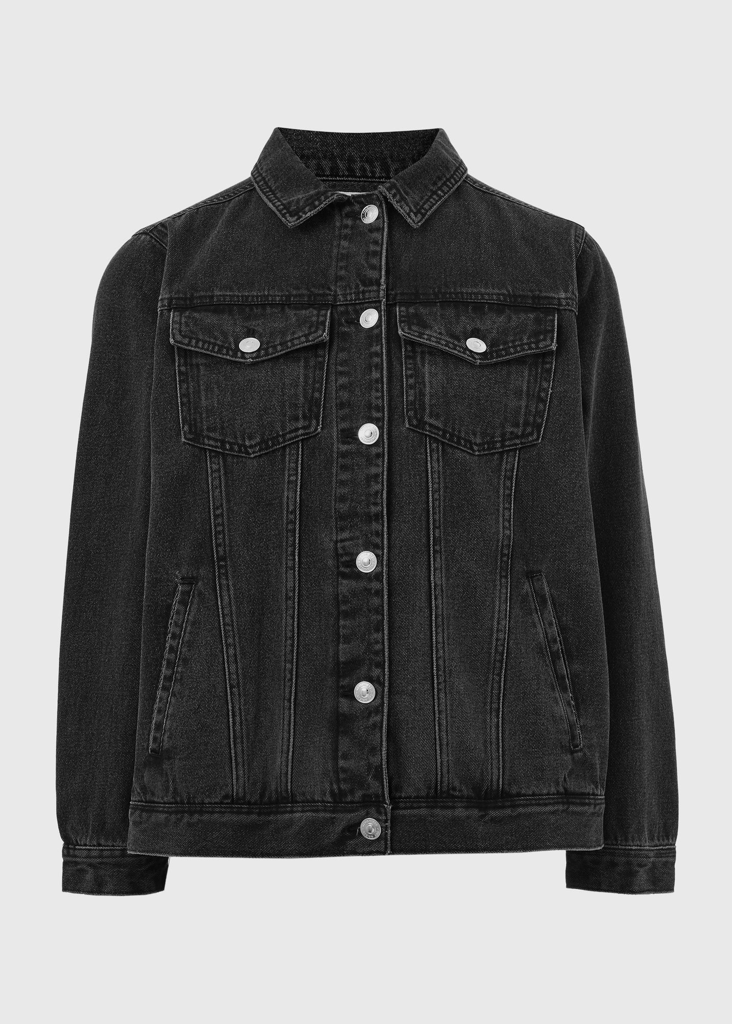 Black Wash Oversized Denim Jacket - Matalan