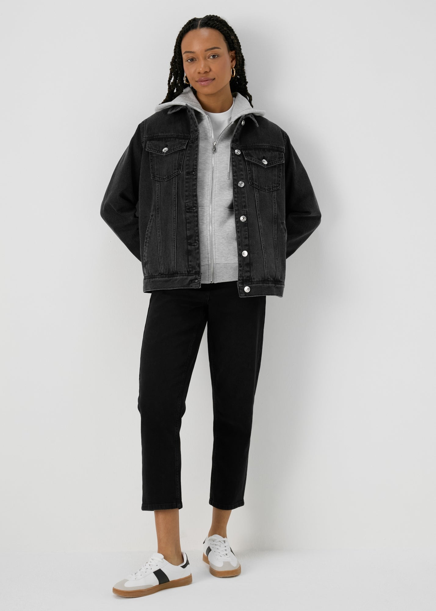 Black Wash Oversized Denim Jacket - Matalan