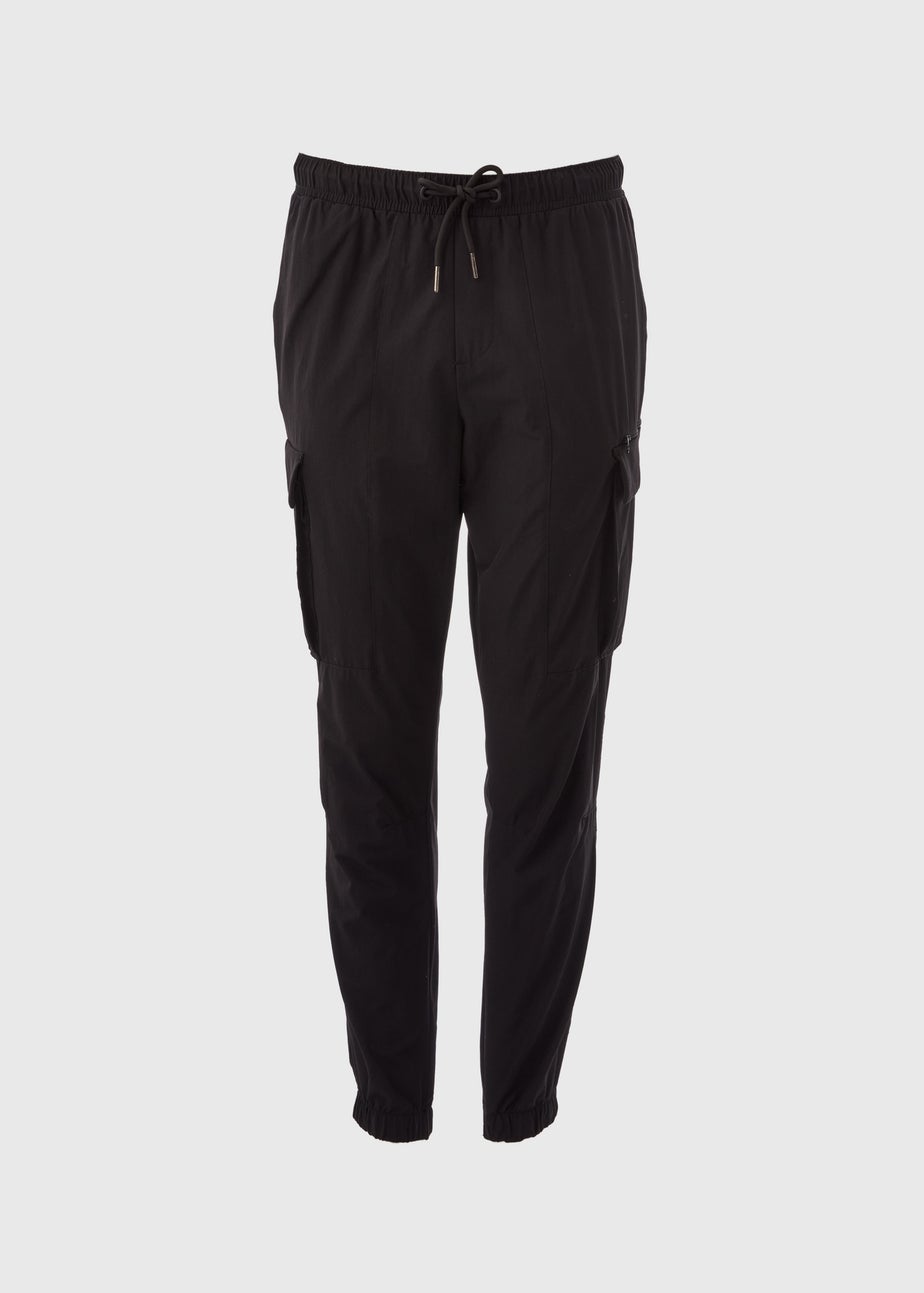 Black Drawcord Cargo Trousers